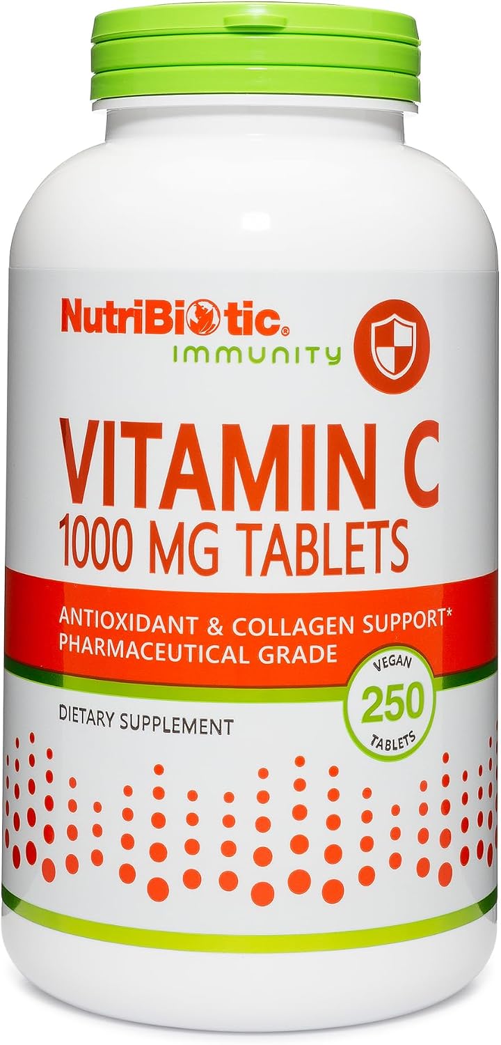 NutriBiotic Vitamin C 1000 mg, 250 Tablets – Pharmaceutical Grade L-Ascorbic Acid, Vegan, Non-GMO & Gluten Free - görsel 1