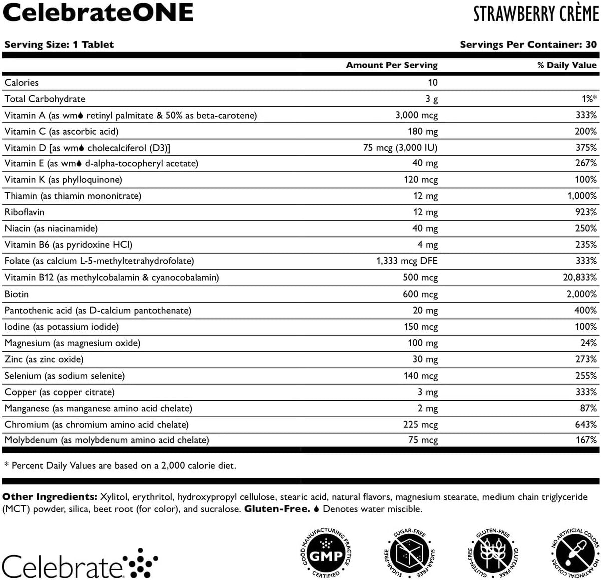 Celebrate Vitamins CelebrateONE Chewables, Iron-Free Bariatric Multivitamin, Strawberry Creme, 30 Tablets – Image 3