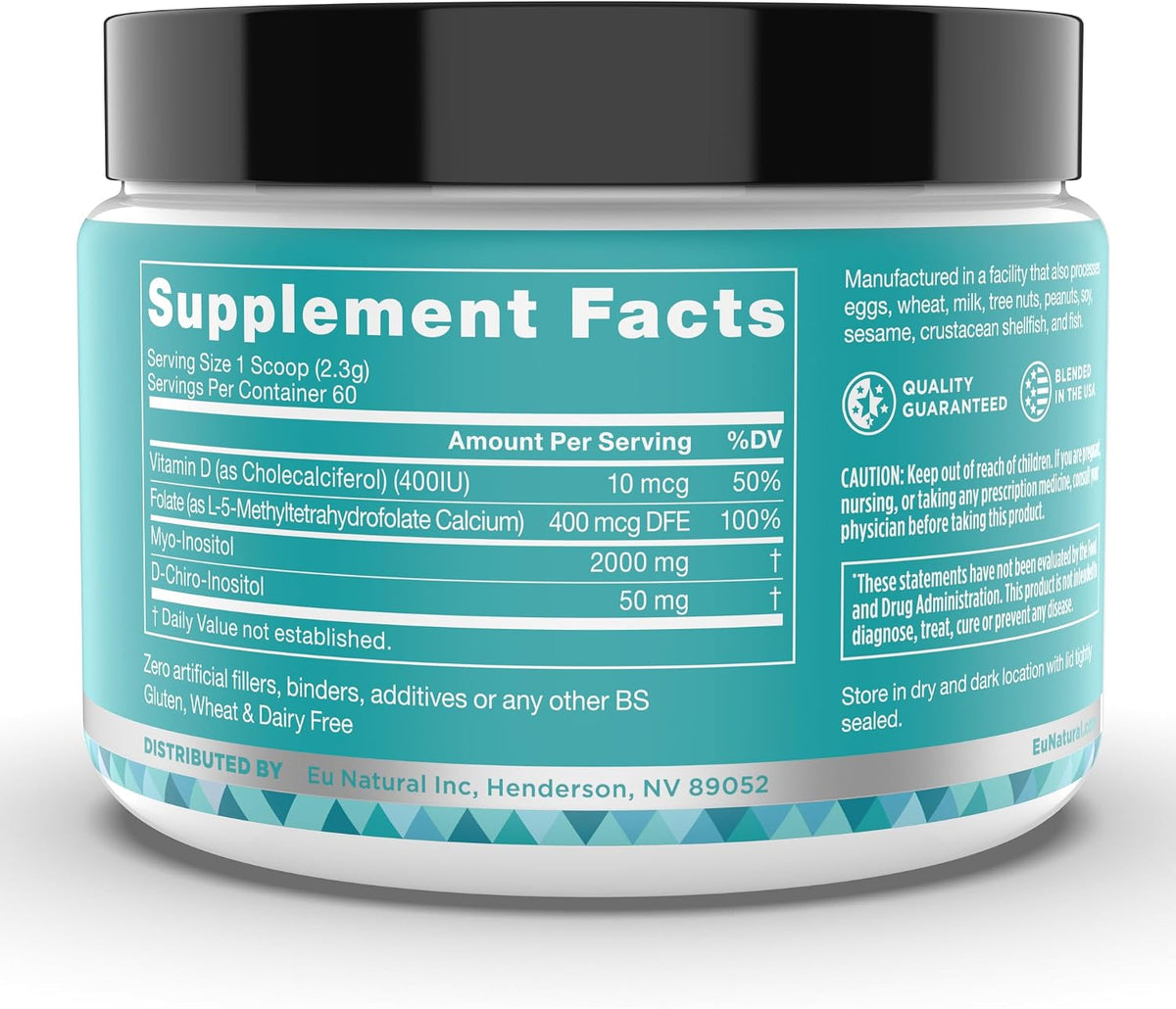 Regulate MAX Myo-Inositol & D-Chiro Inositol Food Supplement Powder with Vitamin D and Folate, Unflavoured, 60 Servings - görsel 8
