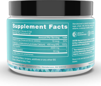 Regulate MAX Myo-Inositol & D-Chiro Inositol Food Supplement Powder with Vitamin D and Folate, Unflavoured, 60 Servings