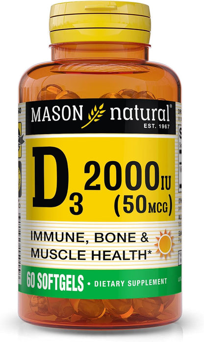 Mason Natural Vitamin D3 2,000 IU Strength - 60 Softgels