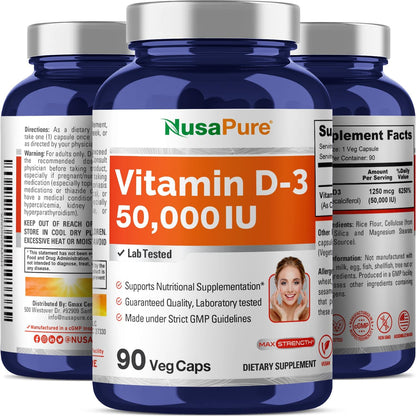 NusaPure Vitamin D3 50,000 IU, 90 Vegetarian – Cell division: Plays a role in the process of cell division. – Image 5