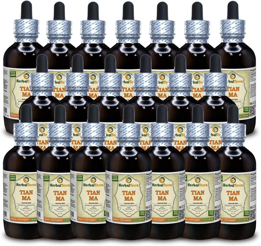 Tian Ma, Gastrodia (Gastrodia Elata) Tincture, Dried Tuber Liquid Extract (HerbalTerra) 4x4 fl.oz (4x120 ml) - görsel 4