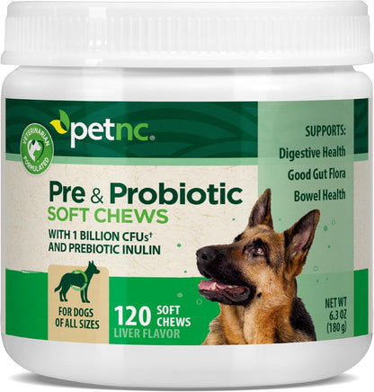 PetNC Natural Care Pre & Probiotic Soft Chews for Dogs - Liver Flavour, 120 Count