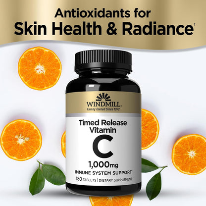 Windmill Vitamin C 1000mg Time Release with Rose Hips and Bioflavonoids