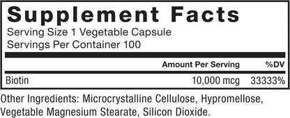 Force Factor Biotin 10000mcg – Vegan Biotin Supplement for Hair, Skin and Nails