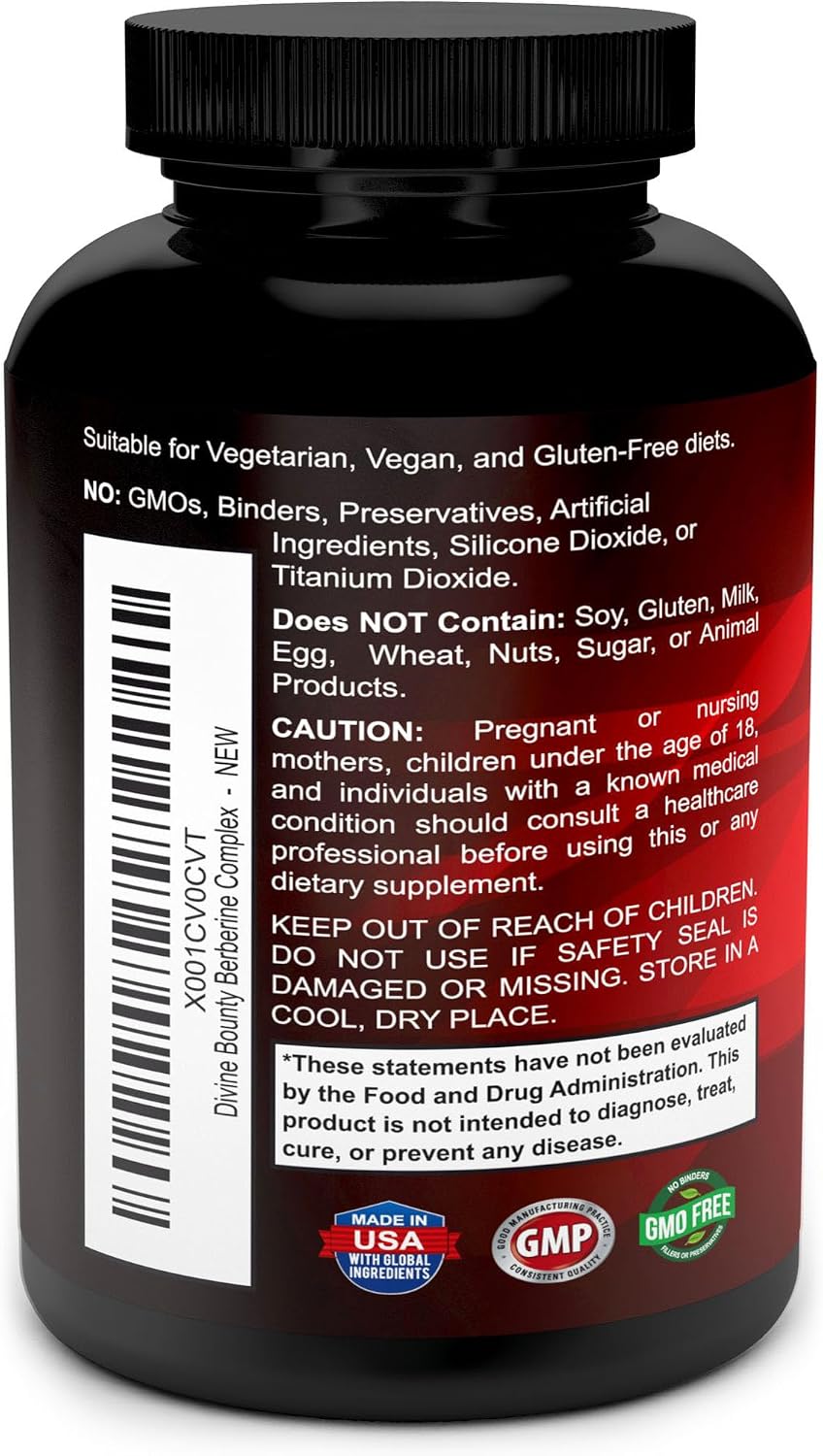 Divine Bounty Pure Berberine Complex - 600mg Berberine HCl Food Supplement - 60 Vegetarian Capsules - görsel 3