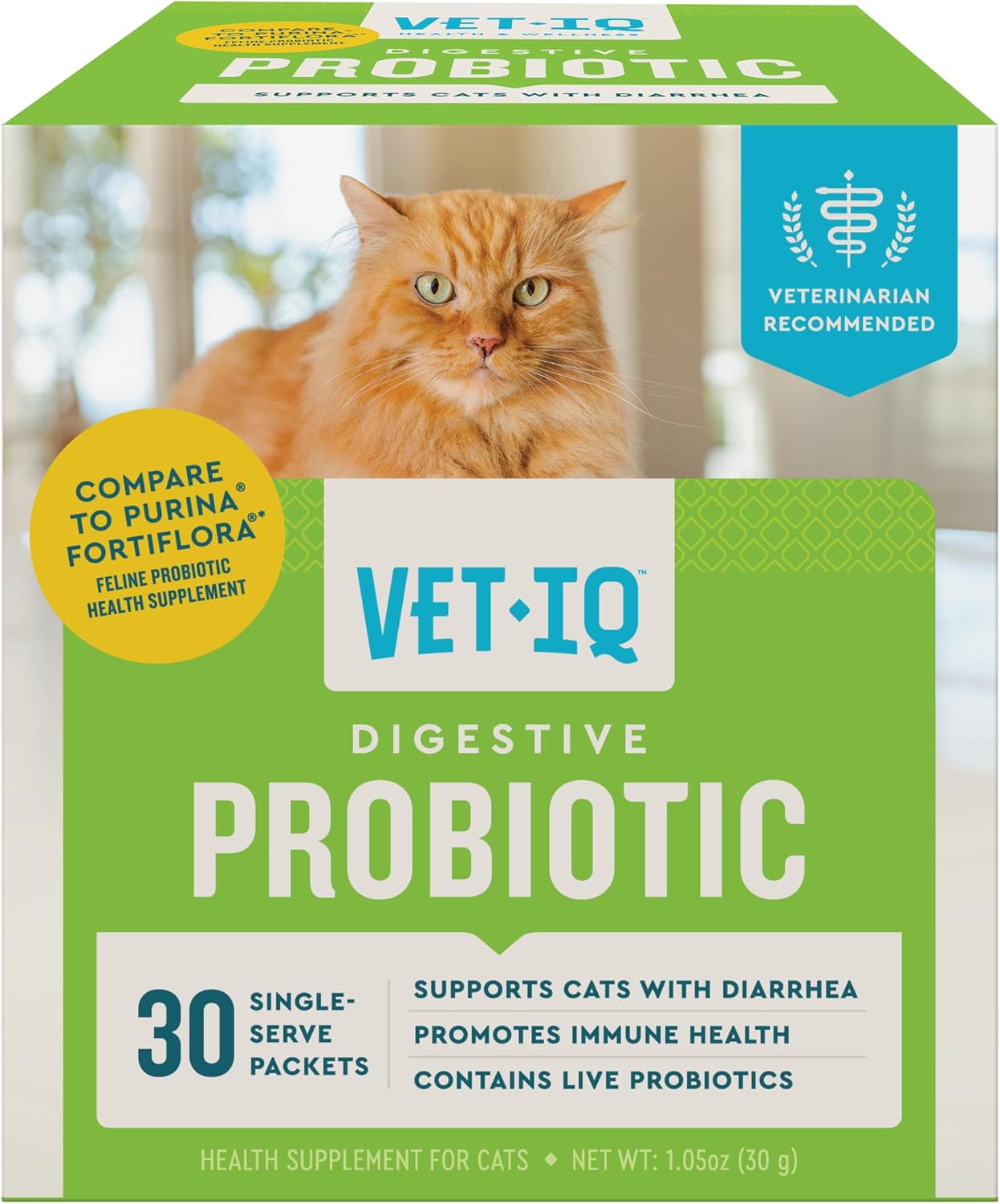 VetIQ Digestive Probiotic Powder for Dogs – 30-Count Single-Serve Packets with Enterococcus faecium Live Probiotics, Chicken Liver Flavour - görsel 7