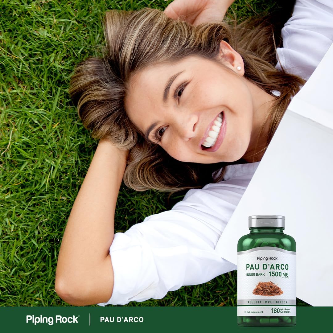 Piping Rock PAU D'Arco Capsules | 1500 mg | 180 Capsules | Inner Bark | Herb Extract Supplement | Non-GMO, Gluten-free - görsel 6