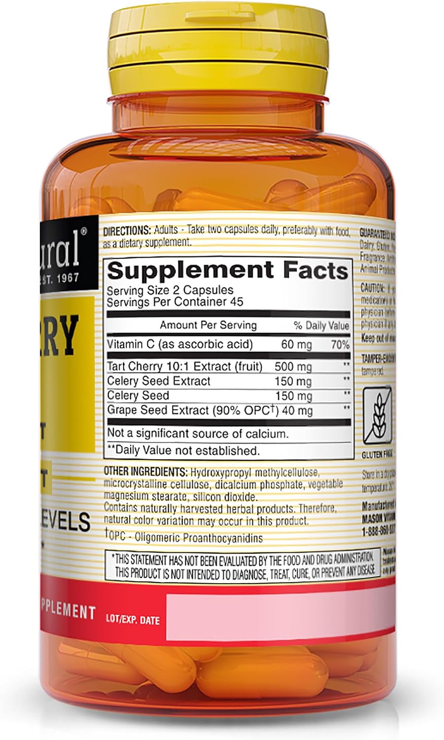 MASON NATURAL Tart Cherry 500 mg 10:1 Extract Plant-based Capsules - görsel 2
