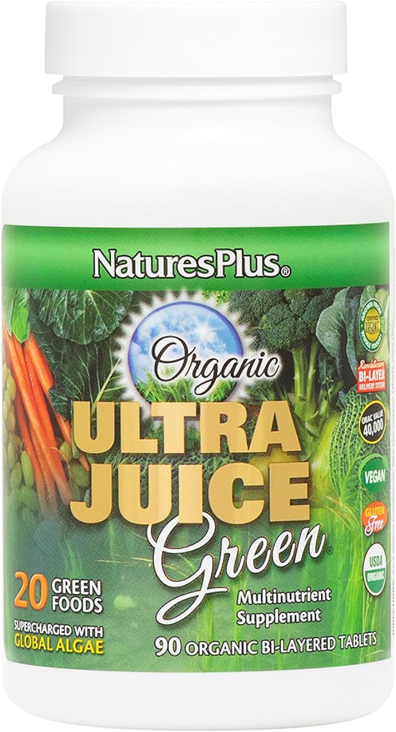 NaturesPlus Ultra Juice Green - 90 Bi-Layered Tablets - Organic Greens Supplement - görsel 1