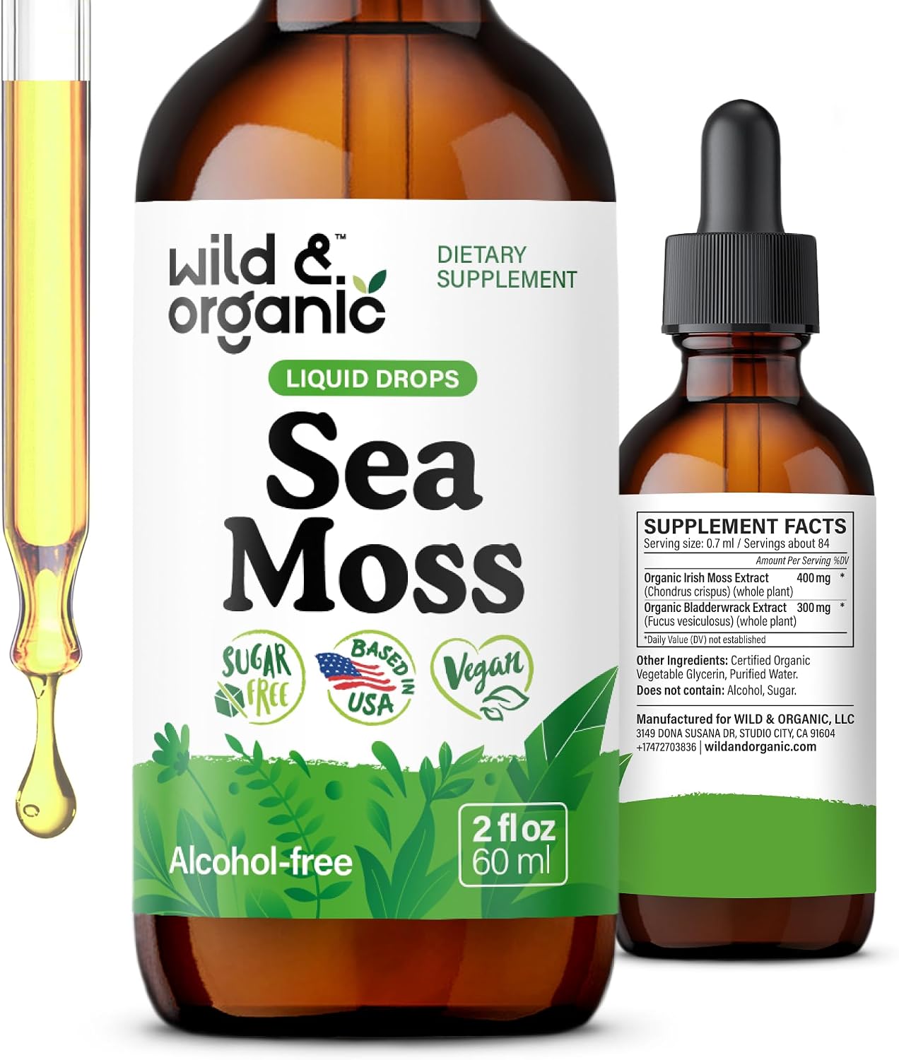 Wild & Organic Sea Moss Drops - Irish Sea Moss & Bladderwrack Liquid Tincture - Vegan, Alcohol-Free - 118 ml - görsel 10