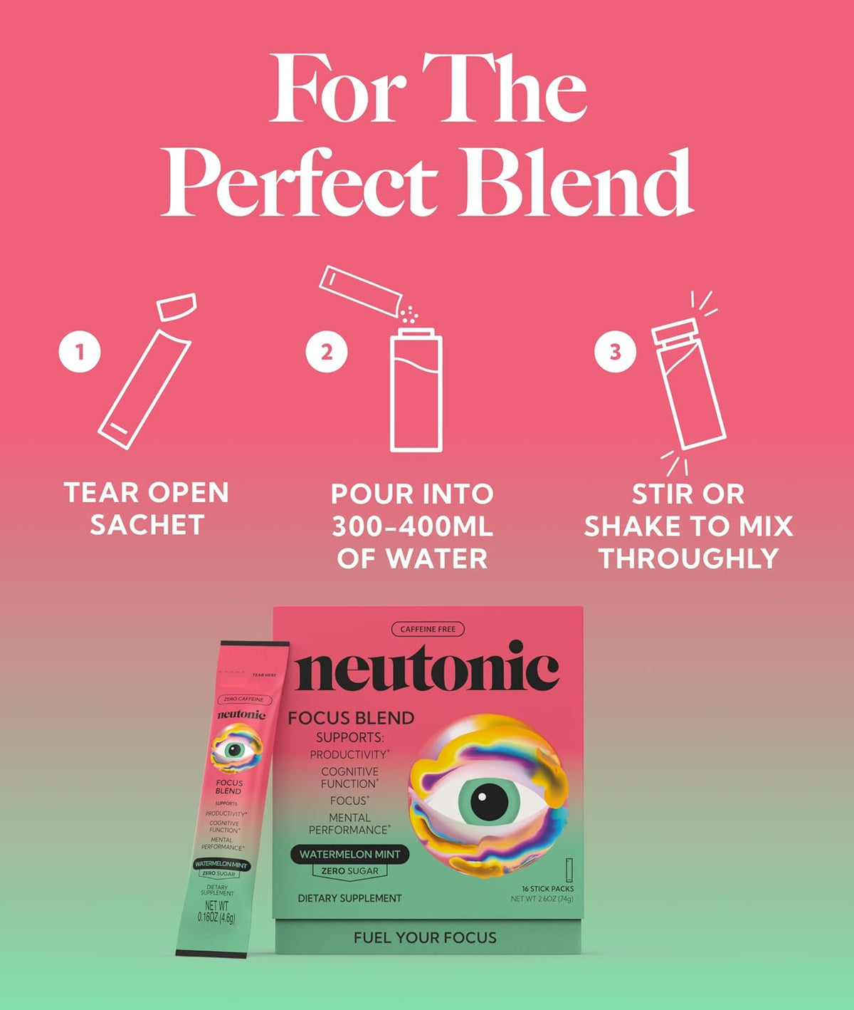 Neutonic Nootropic Focus Blend – Watermelon Mint (16 Sticks) - görsel 9