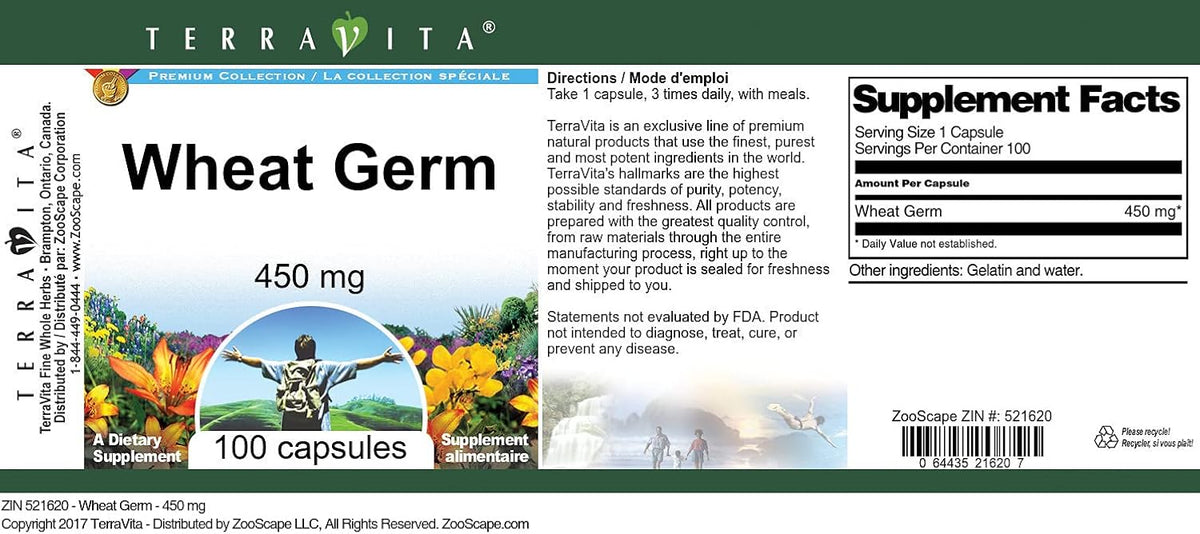 Terravita Wheat Germ - 450 mg, 100 Capsules (3 Pack) - görsel 3