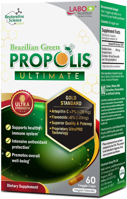 LABO Nutrition Brazilian Green Propolis Ultimate 3-Pack – 180 Vegan Capsules