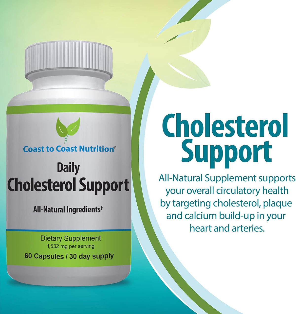 Coast to Coast Nutrition Cholesterol Support Supplement – 60 Capsules - görsel 4