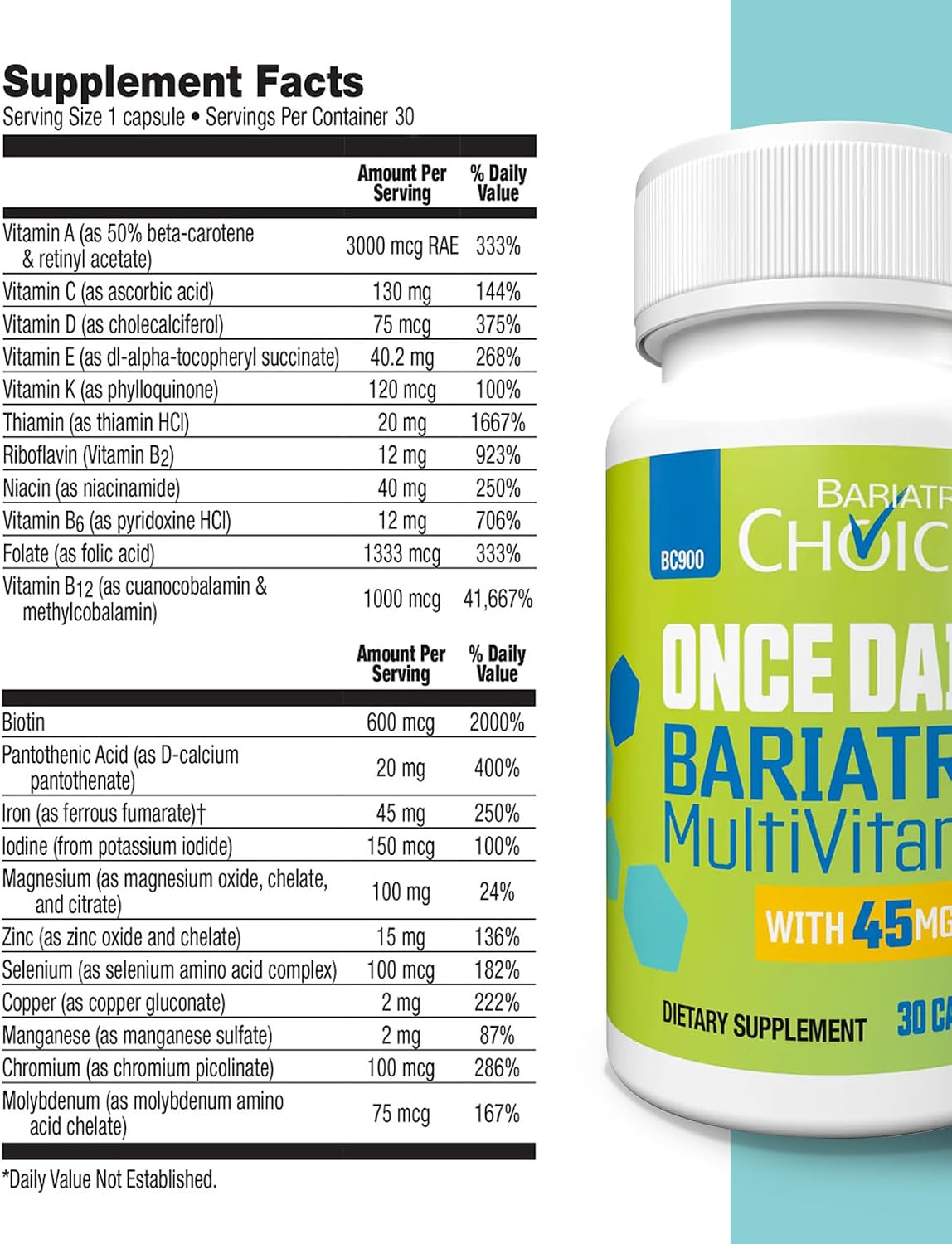 Bariatric Choice Once-Daily Bariatric – Vitamin A – contributes to the maintenance of normal vision and skin – Image 7