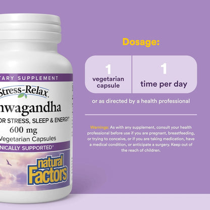 Stress-Relax KSM-66 Ashwagandha 600 mg - 60 Vegan Capsules