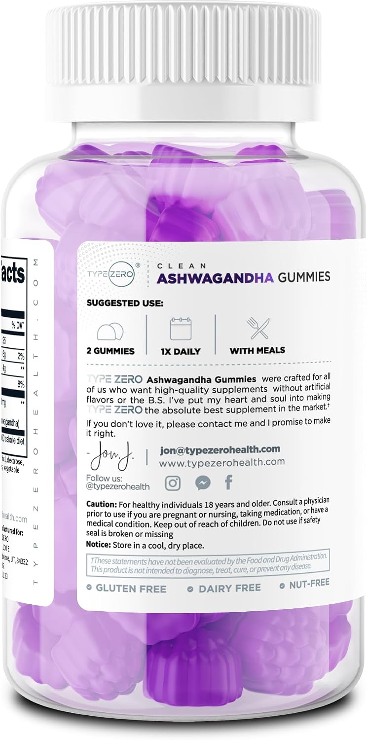 Type Zero Ashwagandha Gummies - 60 Gummies (30 Servings) - görsel 3