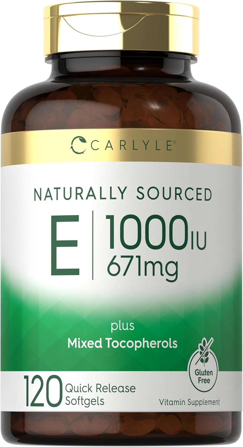 Carlyle Vitamin E 1000 IU Soft gel capsules with Mixed Tocopherols, 120 Count - görsel 1