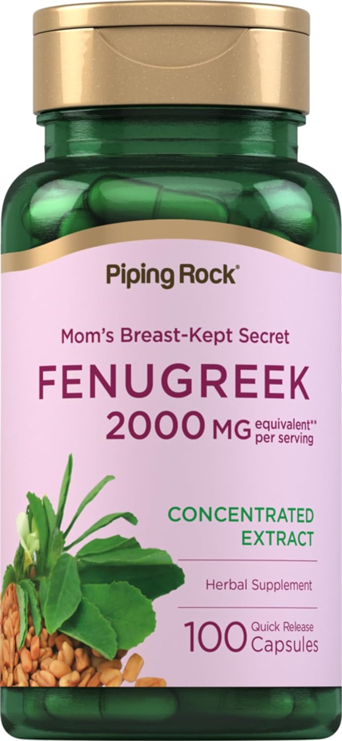 Piping Rock Fenugreek Capsules for Women – 100 Capsules, Seed Extract Concentrate - görsel 1