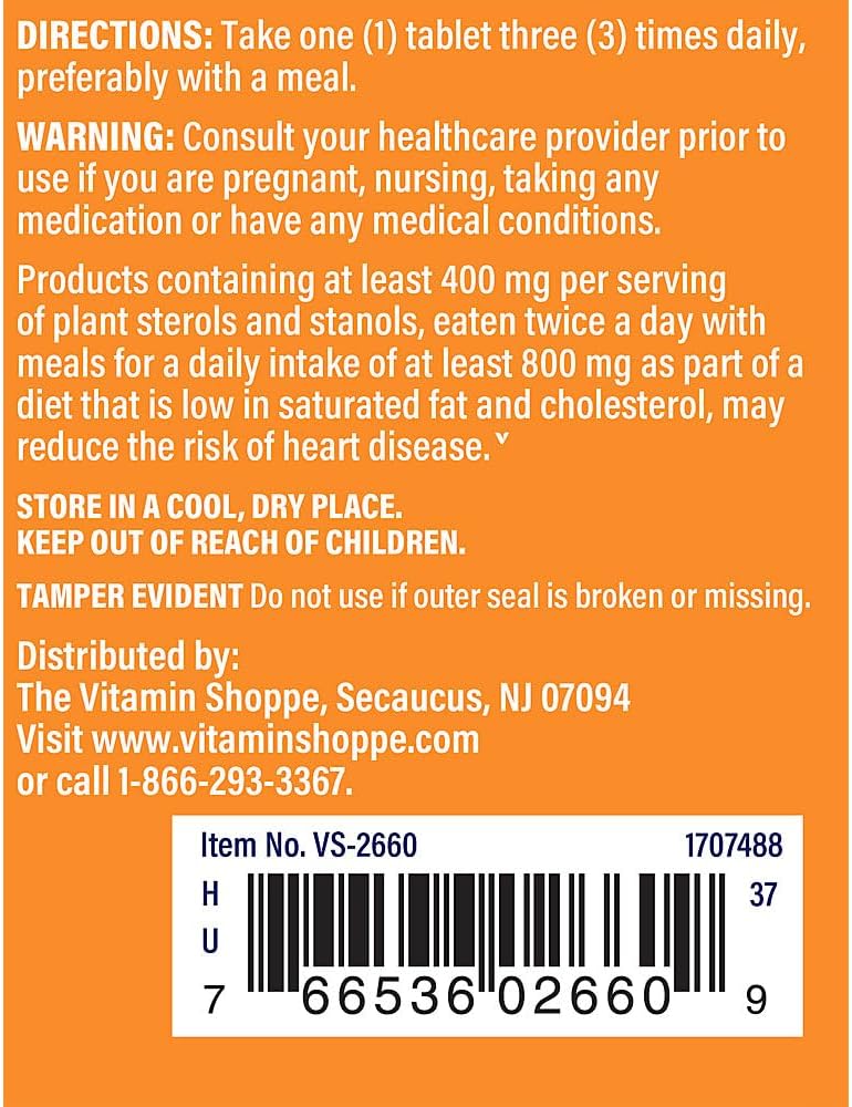The Vitamin Shoppe Super Phytosterols 900mg, Supports Cardiovascular Health, 90 Tablets - görsel 3