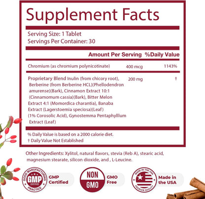 GlycoFree – Berberine, Bitter Melon & Cinnamon – 30 Tablets