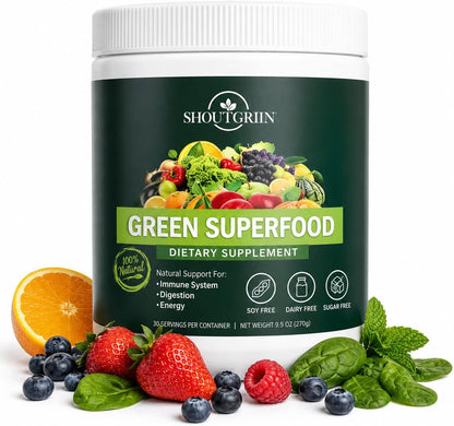 SHOUTGRIIN Organic Green Superfood Powder - 100 Billion CFU Probiotics & Digestive Enzymes – Image 10