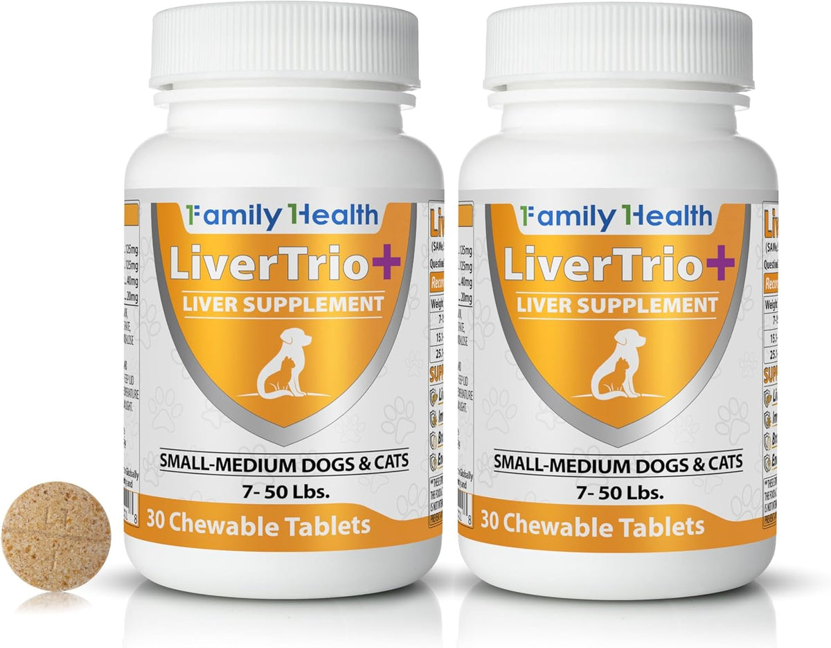 Comprehensive Liver Supplement (2 Pack - 60 Tablets), Combining SAMe, SPC, Silybin A+B, Glutathione, Chewable Tablets for Dogs 30 Tablets (2 x Small to Medium) - görsel 1