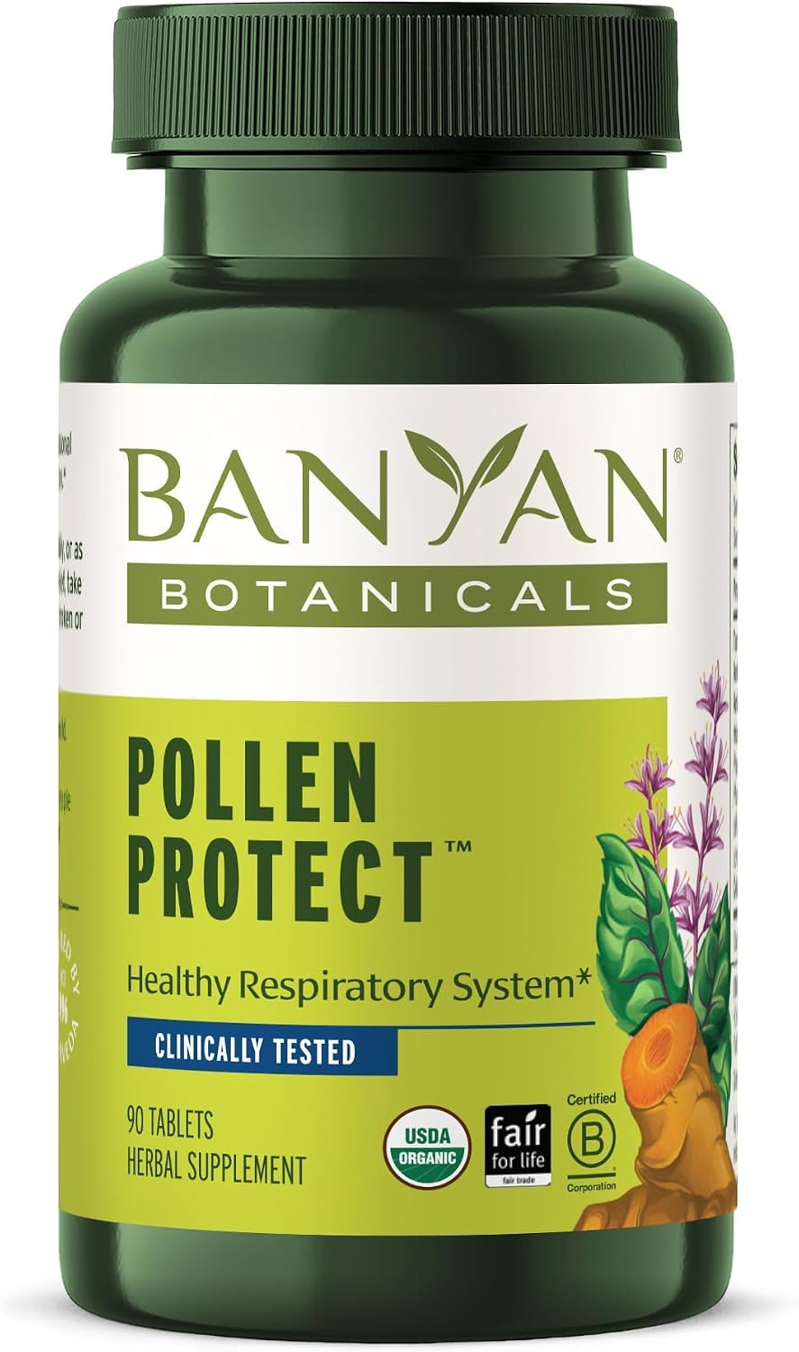 Banyan Botanicals Organic Pollen Protect – Respiratory Support Supplement, 90 Tablets - görsel 1