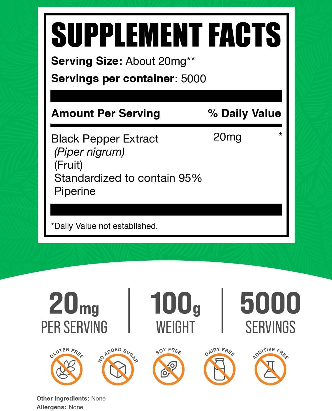 Black Pepper Extract Powder (20mg Piperine) - 100g - görsel 2