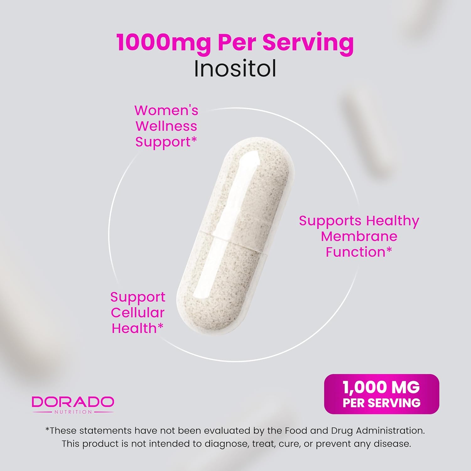 Myo-Inositol 1000mg Capsules – Hormone Balance Support – 120 Count - görsel 4
