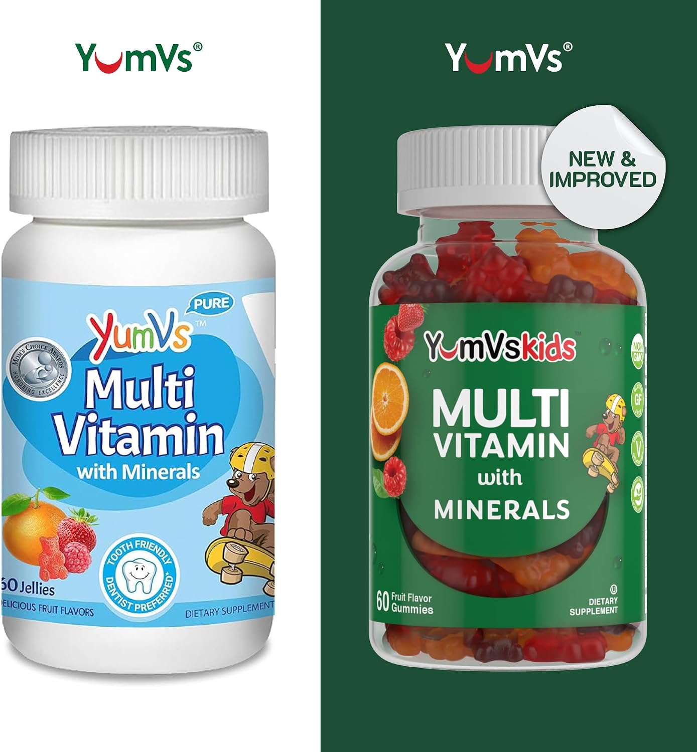 YumVs Kids Multivitamin Gummies - Fruit Flavoured Chewable Multivitamin with Vitamins A, C, D3, E, B6, B12, and Minerals - 60 Count - görsel 2