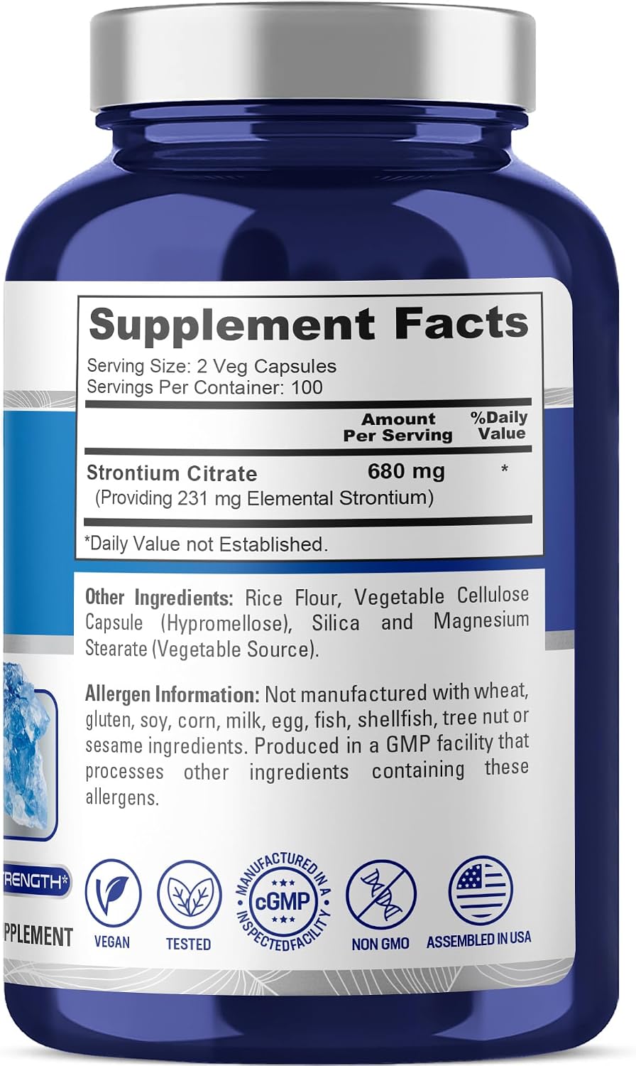 NusaPure Strontium Citrate 680 mg – 200 Veg Capsules – Vegan & Non-GMO - görsel 3