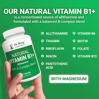 Dr. Berg Natural Vitamin B1 B6 B12 Complex with Allithiamine and Magnesium - 60 Capsules