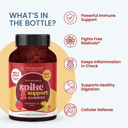 Kids Naturals Spike Support Gummies – Year-Round Wellness with Vitamin C, D & Zinc | 60 Gummies (1 Month Supply)