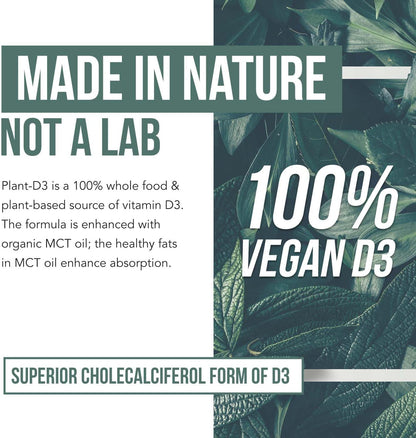 Plant-D3 Organic Vitamin D3 5000 IU - Vegan Sublingual Liquid Drops (30 ml)