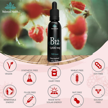 Balanced Health B12 1,000 mcg Sublingual Drops – Raspberry Flavour