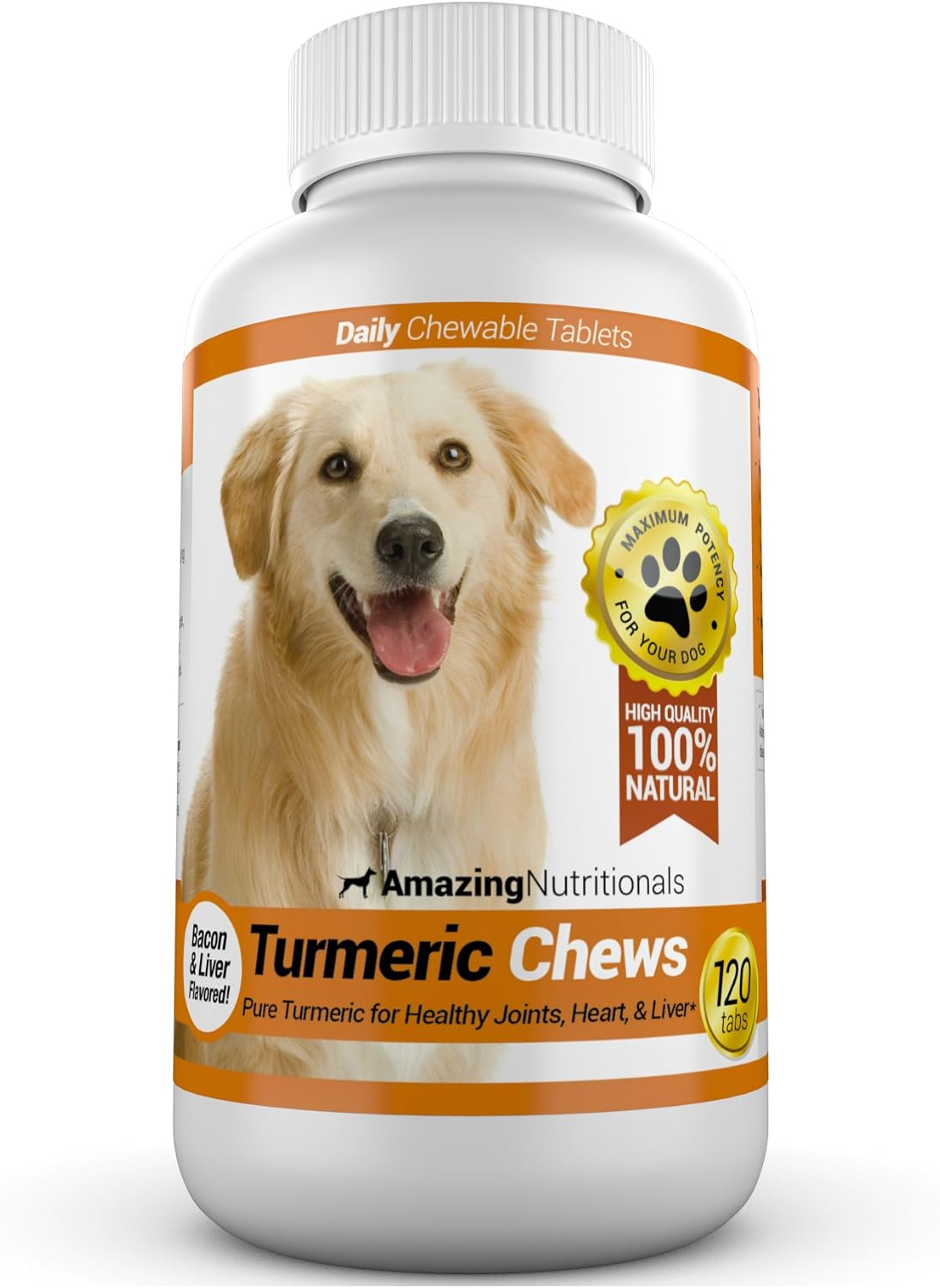 Amazing Turmeric for Dogs – Curcumin Antioxidant Chews for Joint Support (120 Tablets) - görsel 1