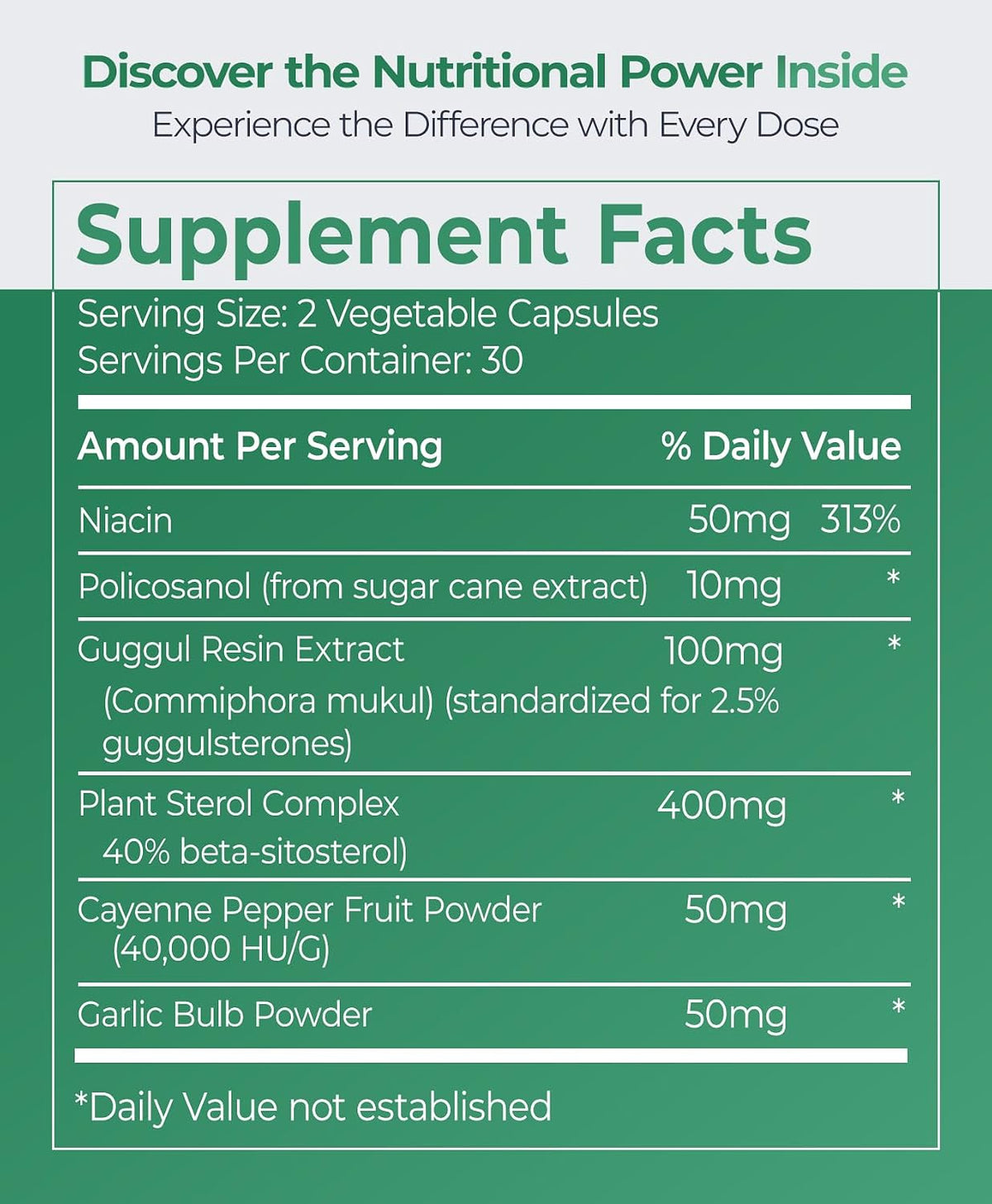 Cholest Essentials - Vegan Supplement with Garlic, Niacin, Policosanol, Guggul, Plant Sterol & Cayenne (60 Capsules) - görsel 2
