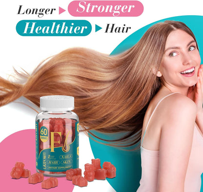 Biotin Gummies for Hair, Skin and Nails – Vegan Vitamin B7, Strawberry, 2-Pack