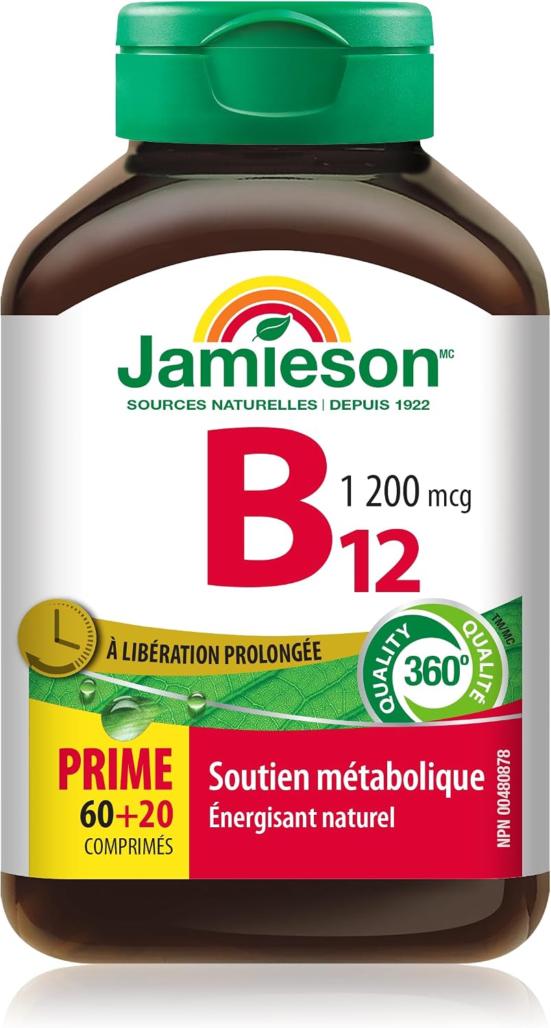 Jamieson Vitamin B12 (Cobalamin) 1200 mcg, Timed Release, 80 Tablets - görsel 3