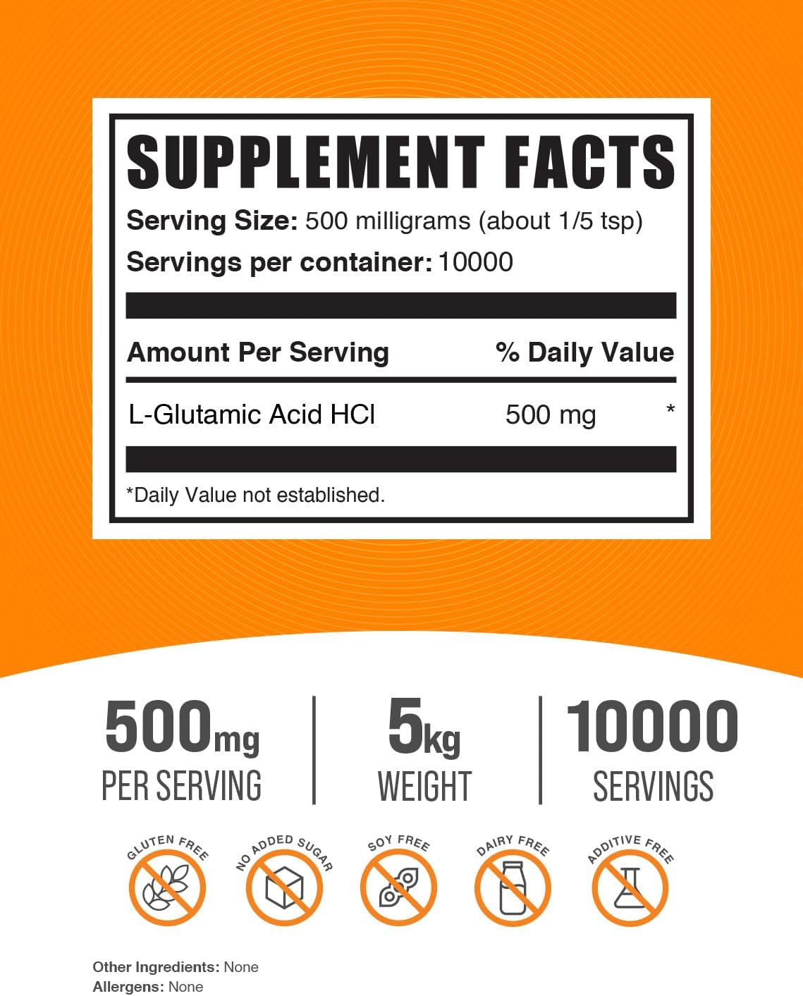 L-Glutamic Acid HCl Powder - 5 kg - BulkSupplements - görsel 2
