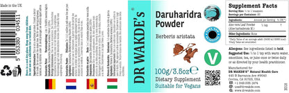 DR WAKDE's Daruharidra Powder (Berberis aristata) - 100g - Pure Ayurvedic Herb
