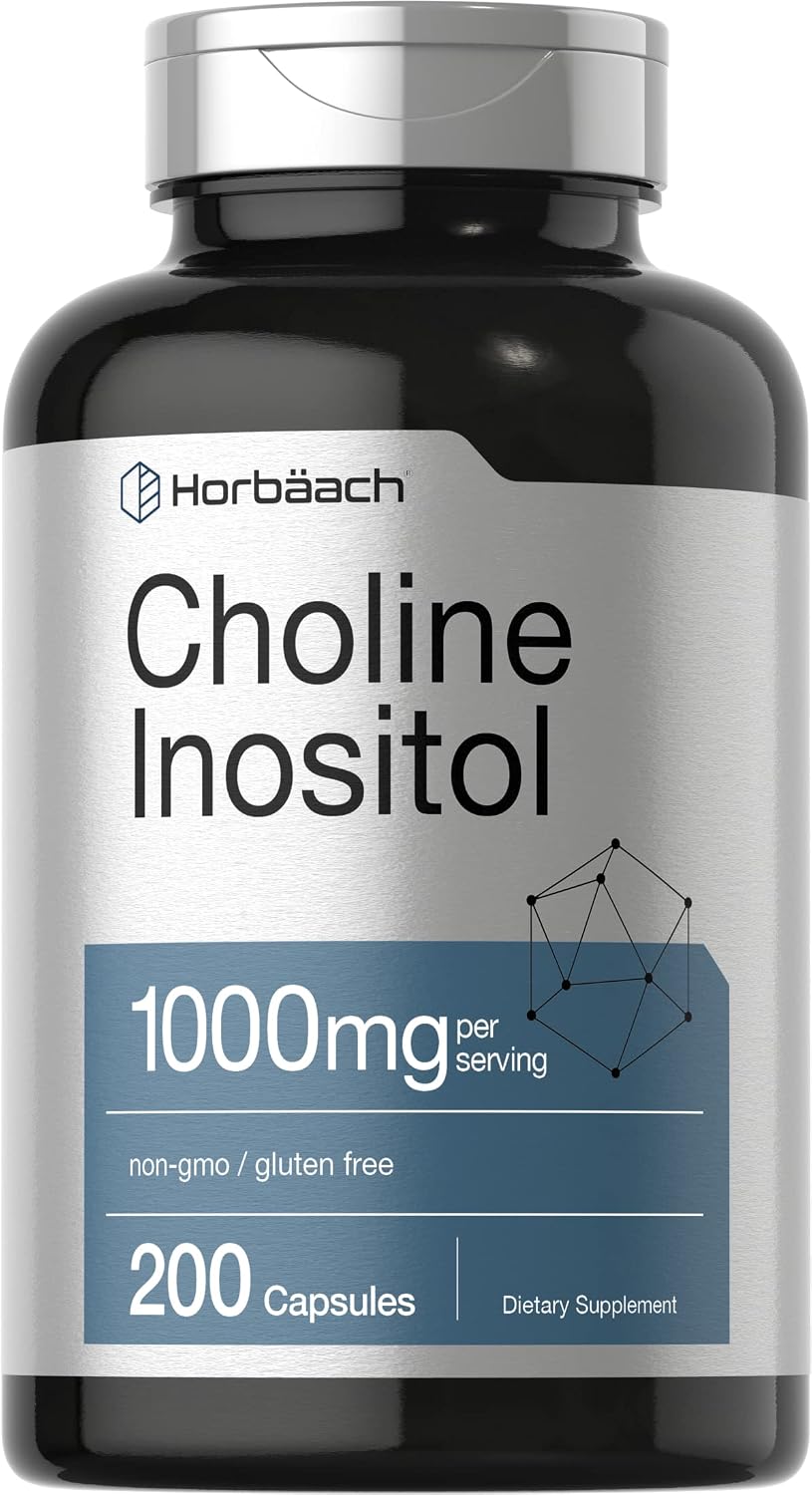 Horbaach Choline Inositol 1000mg Food Supplement | 200 Capsules | Non-GMO, Gluten-free - görsel 1