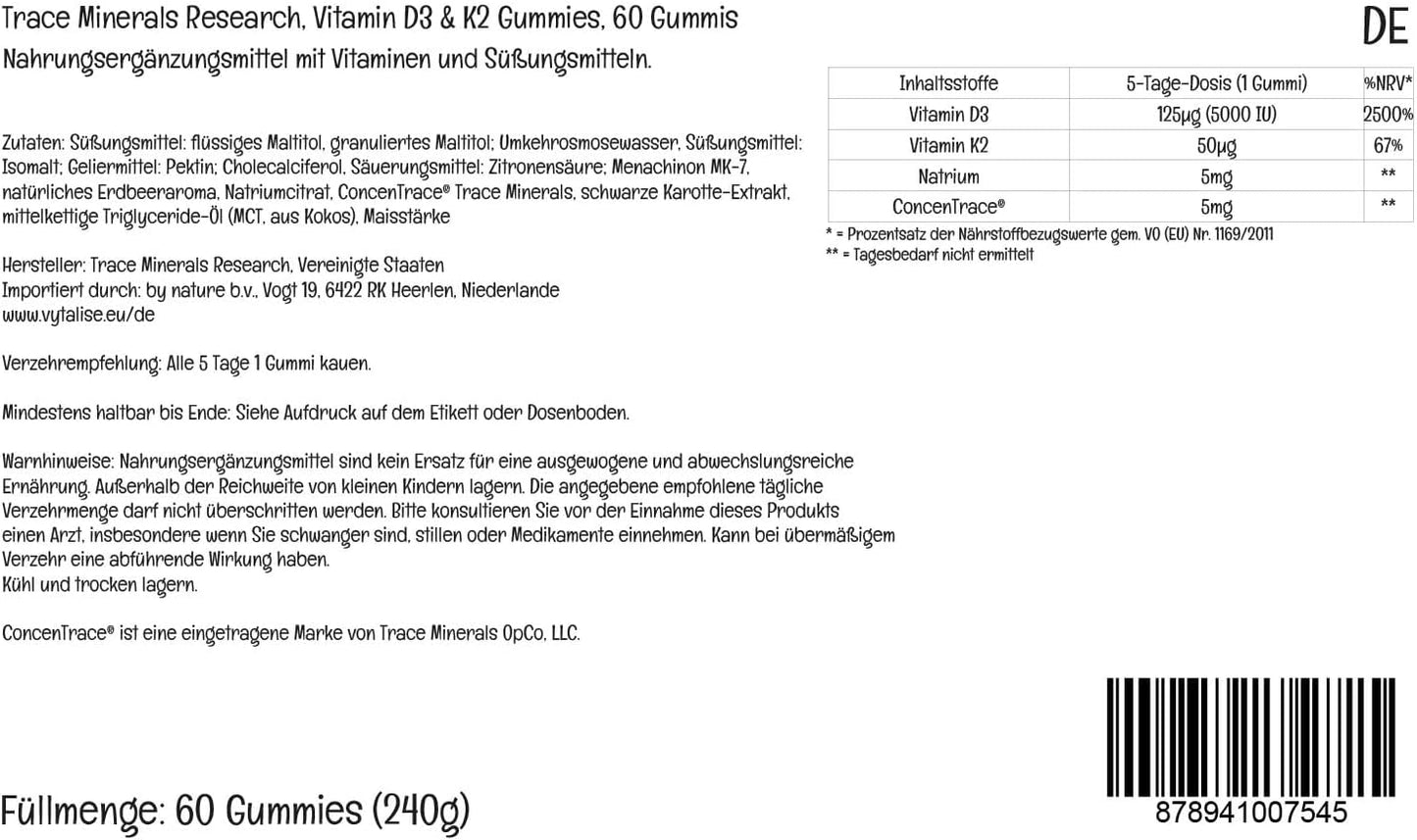 Vitamin D3 + K2 Gummies - Bio-available Vitamin Blend for Bone, Heart & Immune System Support - High-Potency - Plant-Based - Gluten-Free & Vegan - Strawberry - 60 Servings - görsel 3