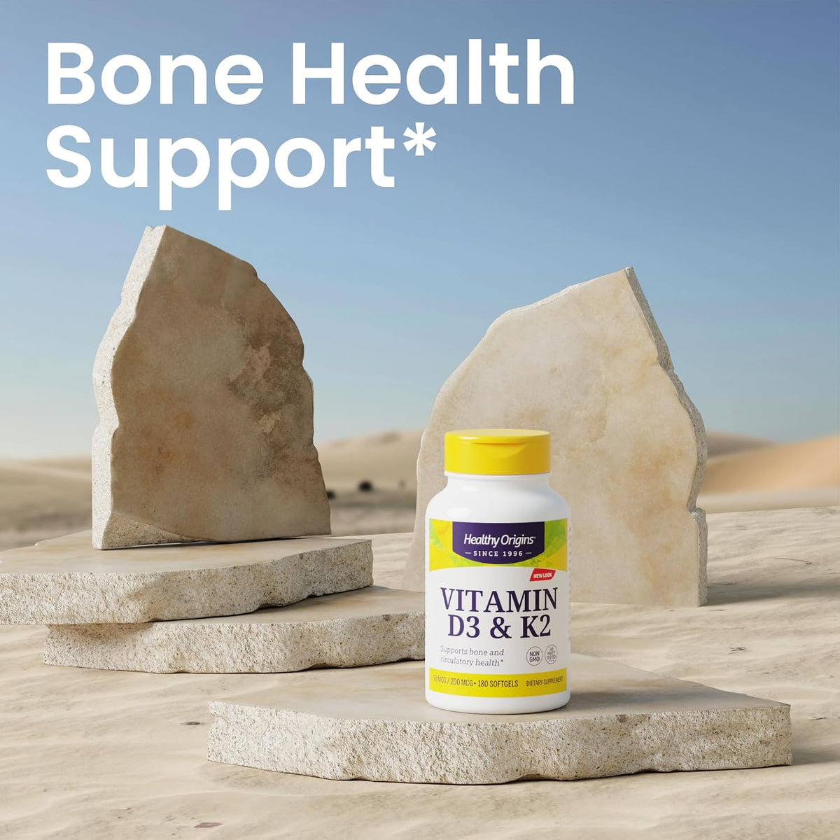 Healthy Origins Vitamin D3 & K2 - 2000 IU D3 & 200 mcg K2 - 60 Softgels - görsel 4