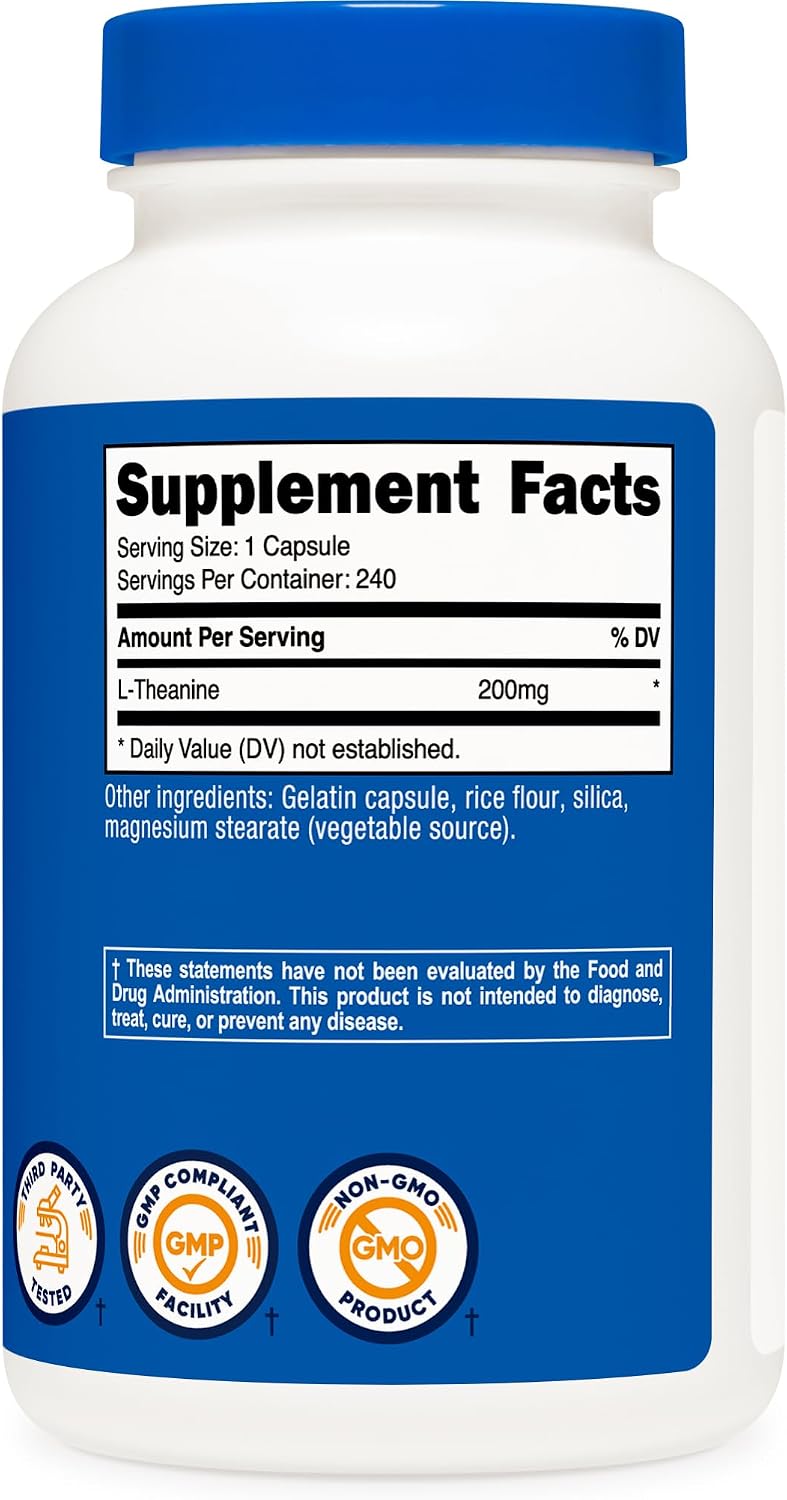Nutricost L-Theanine 200mg, 240 Capsules - Double Strength - görsel 5