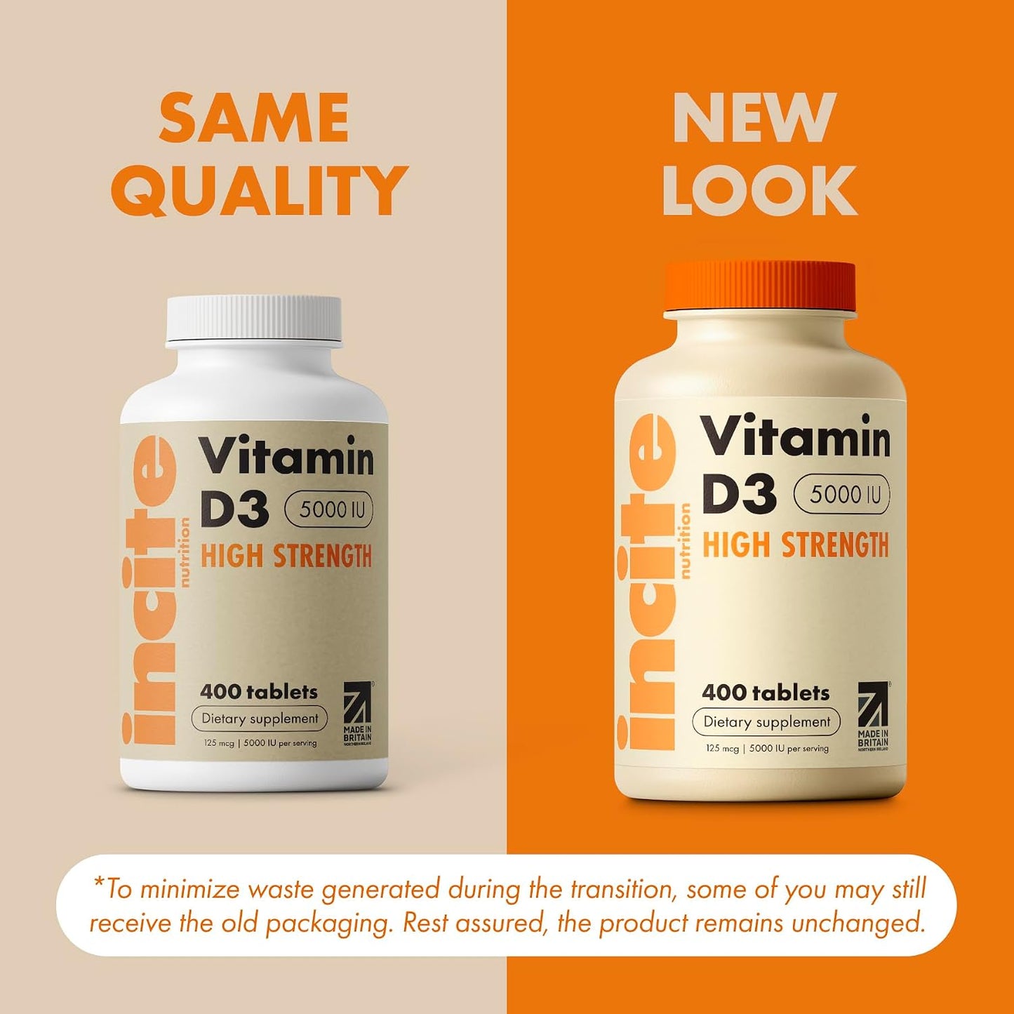 Incite Nutrition Vitamin D 5000 IU - 400 Micro Tablets - High Strength D3 - Vegetarian Supplement - görsel 2
