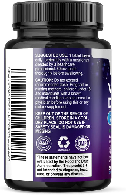 Vitamin D3 K2 5000 IU & 100 mcg MK-7 Berry Chew - 60 Chewable Tablets